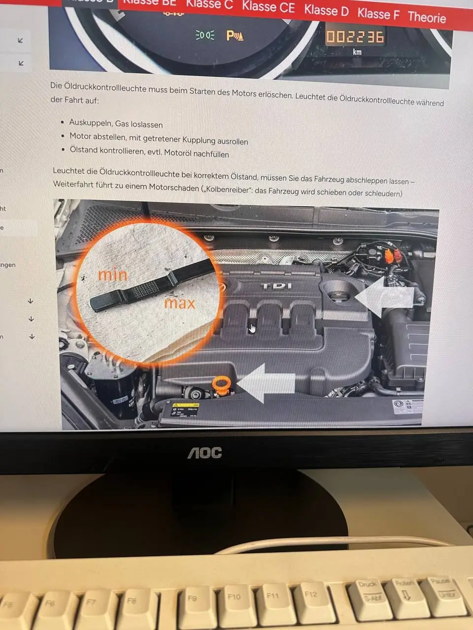 Öldruck Notfall